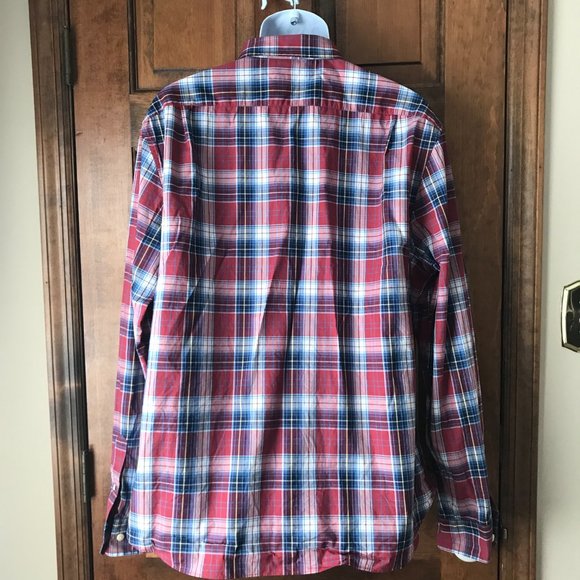 FINAL PRICE - Nautica Red/Navy/White/Yellow Plaid Button-Down Shirt XX-Large - Picture 7 of 10